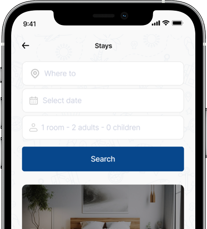 Stays booking interface showing place options